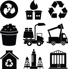 Garbage Minimalist Black Silhouette Vector Collection