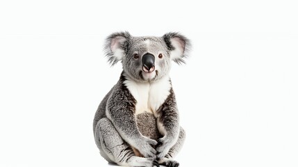 Fototapeta premium A cute koala sitting, showcasing its distinct features and playful demeanor.