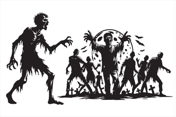 Zombies vector silhouette
