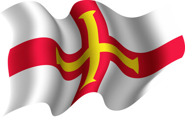Guernsey Realistic 3D Waving Flag