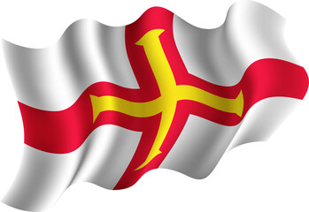 Guernsey Realistic 3D Waving Flag