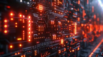 Obraz premium cybersecurity, Futuristic Tech Tunnel, Empty Space in Center,