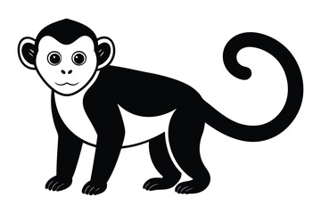 Faced Capuchin on Vector Illustration and Detailed vector illustration of a faced capuchin, perfect for wildlife and nature-themed designs.