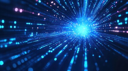 Naklejka premium A digital representation of light beams radiating from a central point, creating a cosmic effect.