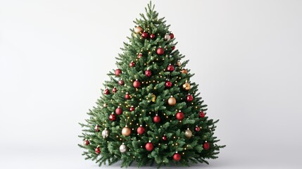 A decorated Christmas tree adorned with ornaments and lights, symbolizing festive celebration.