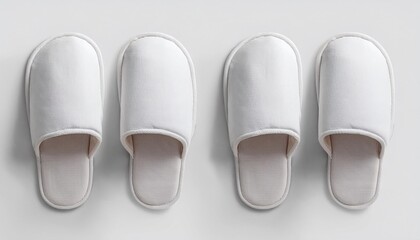 Blank white home slippers mockup, top view