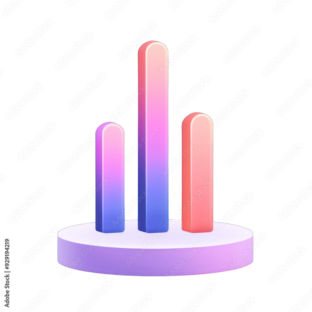Poster stylish 3d bar chart with vibrant gradient colors, perfect for data visualization and modern present