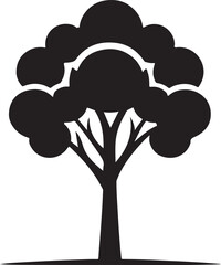 Tree with roots silhouette. Black and white tree silhouette for corporate or personal use. Simple tree vector. Nature with roots vector. Tree with leaves silhouette