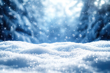 Beautiful winter background with snow and forest