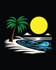 Naklejka premium Summer Background, Beach Vector Art