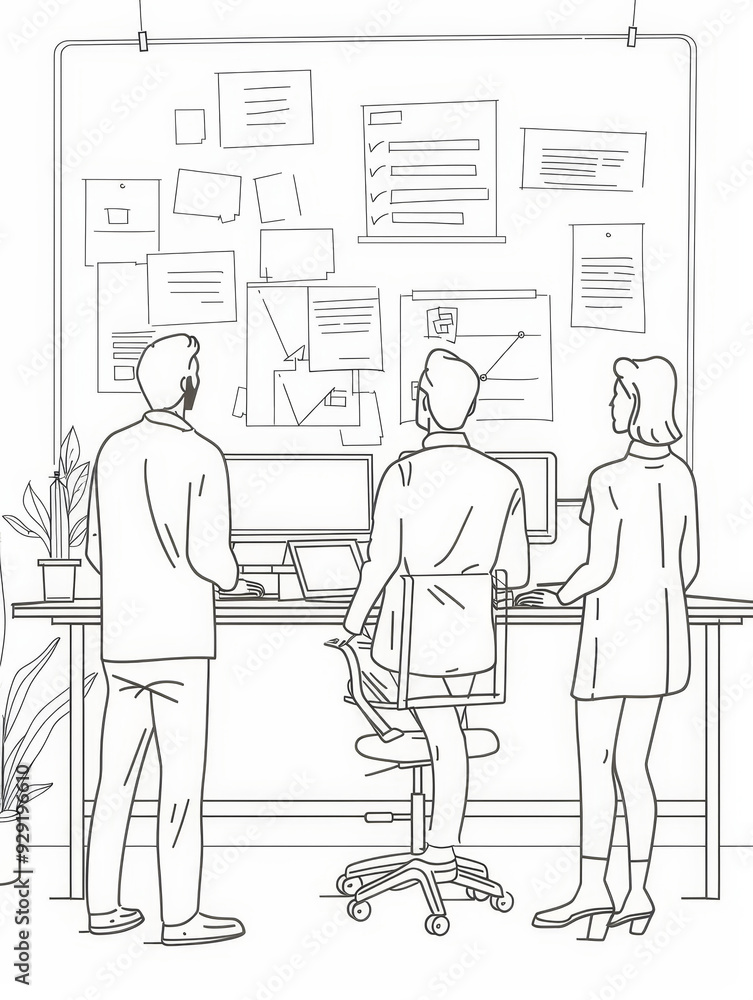 Aufkleber three people are working together on a project, brainstorming ideas and planning the next steps. the
