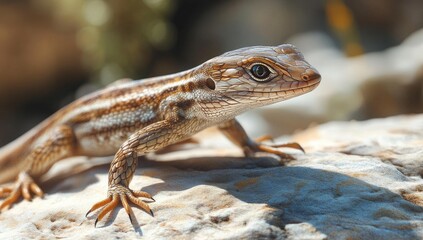 Obraz premium Close-up of a lizard on a rock.
