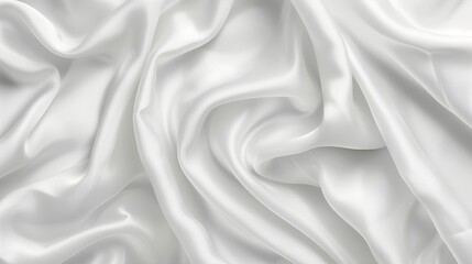 Obraz premium White Silk Satin Fabric Texture, Luxurious Flowing Drape with Soft Folds, Abstract Background