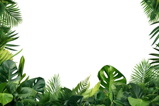 Fototapeta PNG  Lush tropical leaves border frame