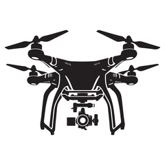 Drone silhouette vector illustration, drone vector art silhouette logo icon