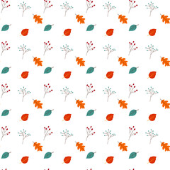 Seamless pattern of autumn leaves. Vector illustration.