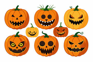 Vector set of Halloween Pumpkins