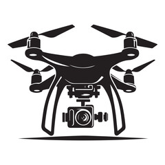 Drone silhouette vector illustration, drone vector art silhouette logo icon