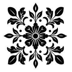 Obraz premium A beautifully intricate floral design featuring detailed leaves and flowers ideal for elegant backgrounds or textile patterns. transparent background