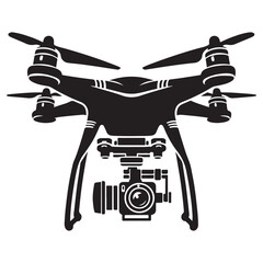 Drone silhouette vector illustration, drone vector art silhouette logo icon