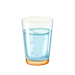 A clean glass filled with clear water, showcasing refreshing bubbles and a minimalist design, perfect for various backgrounds. transparent background