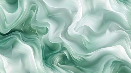 Obraz premium Abstract pattern with swirling curves in soft shades of mint, creating a tranquil flow