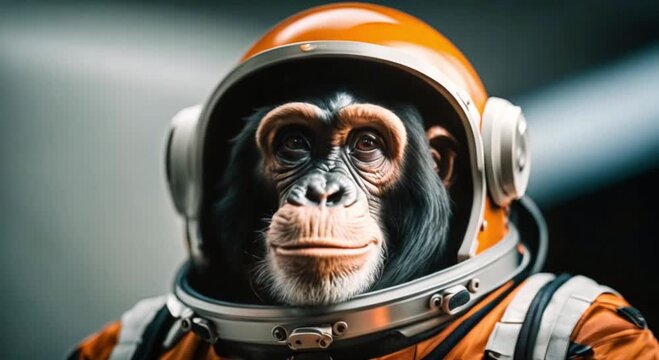 chimpanzee monkey in a space suit