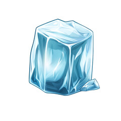 Obraz premium A clear ice cube with a glossy surface, perfect for cooling beverages or illustrating coldness in various designs. transparent background