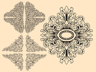 Vintage Classic Style Engraved Ornament Color Editable
