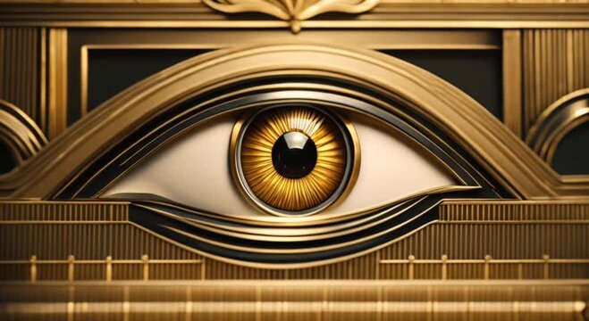 human eye in art deco style animation