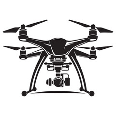 Drone silhouette vector illustration, Drone vector art silhouette logo icon