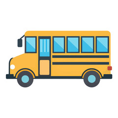 School bus and yellow school bus transport children, back to school concept flat vector illustration