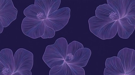A floral pattern featuring outlined purple flowers on a dark background.