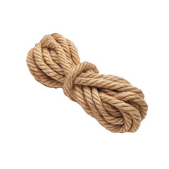 Fototapeta premium A coiled natural fiber rope perfect for various outdoor and indoor tasks, showcasing its sturdy texture and flexibility. transparent background