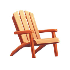 A cozy wooden chair designed for outdoor relaxation, perfect for patios, gardens, or beach settings. transparent background