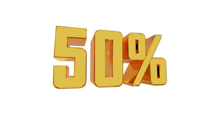 golden number 50% percent png isolate in transparent