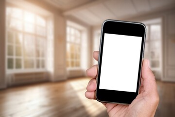 cell phone with blank screen mockup.