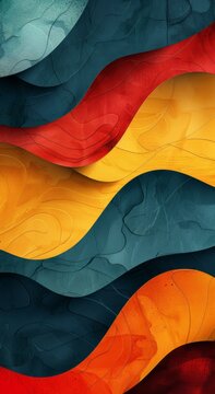 Abstract colorful overlapping curved layers for vibrant mobile phone wallpaper design