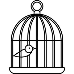 Bird in a cage with line art vector