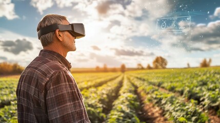 Consultants use augmented reality to enhance agricultural practices in a sunny rural field