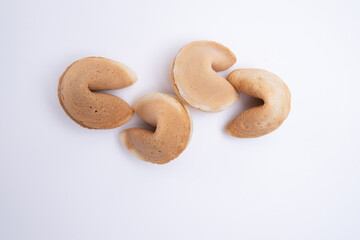 Delicious fortune cookies. Chinese cookies with empty space inside for words of fortune. Space for text 