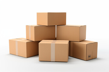 Several package on transparent background png cutouts. Images for graphic designers. Image for flyers. Topics related to package. Moving. Sending parcels. Buying and selling.