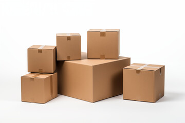 Several package on transparent background png cutouts. Images for graphic designers. Image for flyers. Topics related to package. Moving. Sending parcels. Buying and selling.
