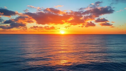 Obraz premium Breathtaking sunset scene with vibrant golden orange and pink hues painting the sky over the tranquil serene ocean waves A picturesque majestic and captivating landscape