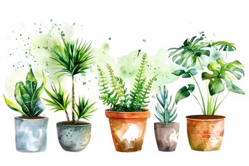 Obraz premium Indoor plants arranged on a clean white surface