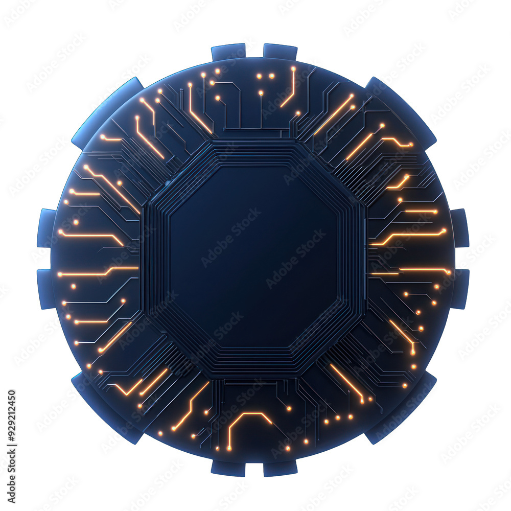 Poster a futuristic circuit board design featuring glowing lines and intricate patterns, perfect for techno