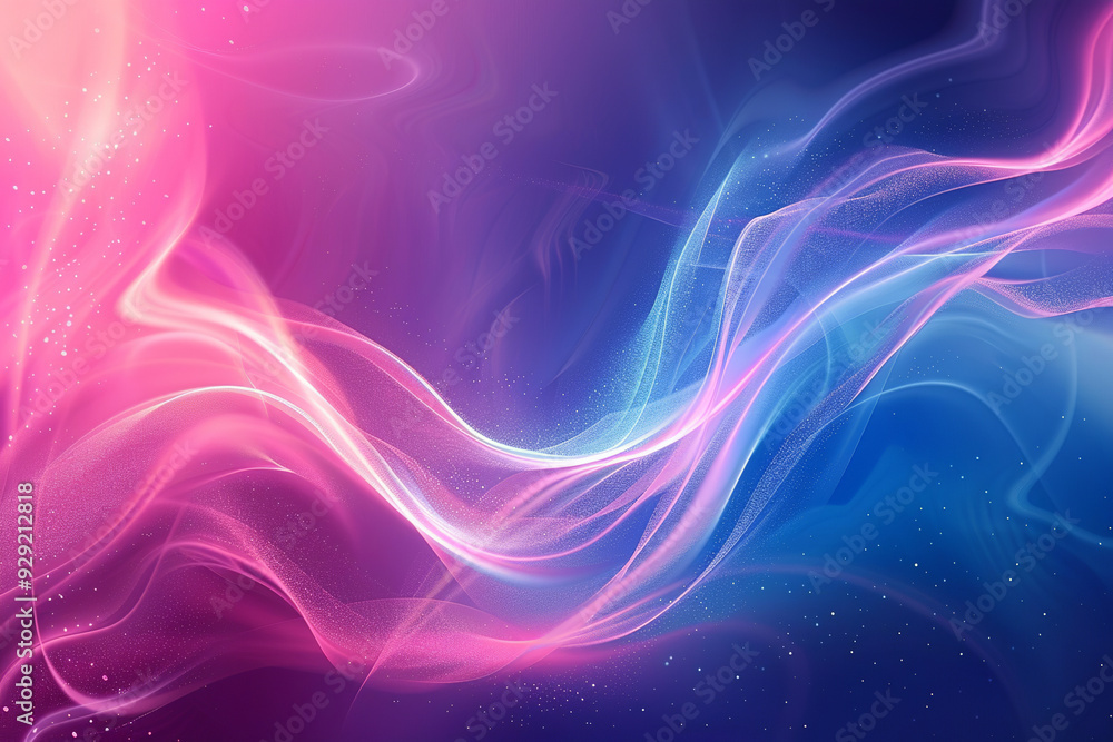 Poster abstract gradient hologram dynamic wave of particles. high-speed light trails effect electric light.