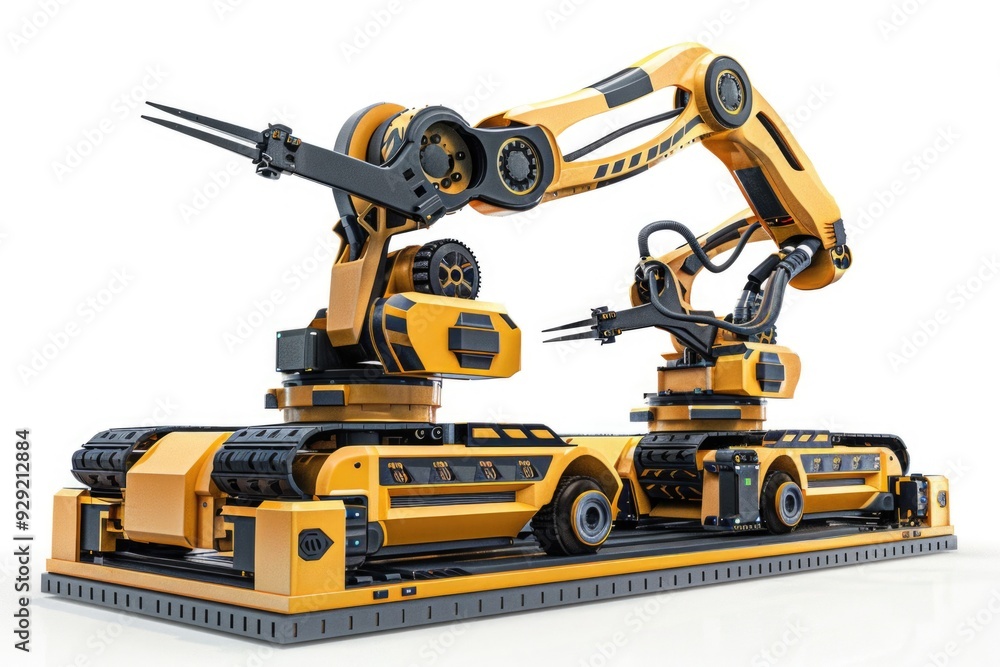 Poster a yellow and black robot sits on top of a table