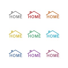 Home icon isolated on white background. Set icons colorful