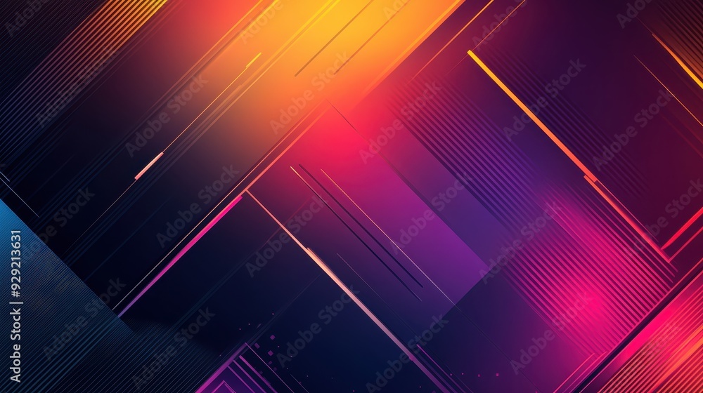 Poster abstract geometric background with vibrant gradient colors and lines, perfect for modern design and 